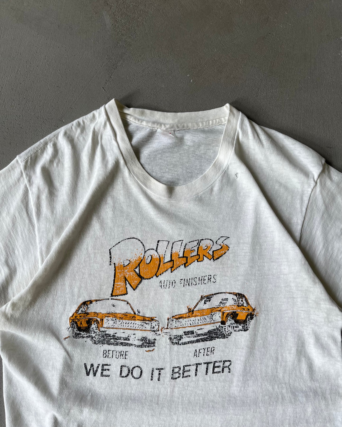 1970s - Distressed White Rollers T-Shirt - M