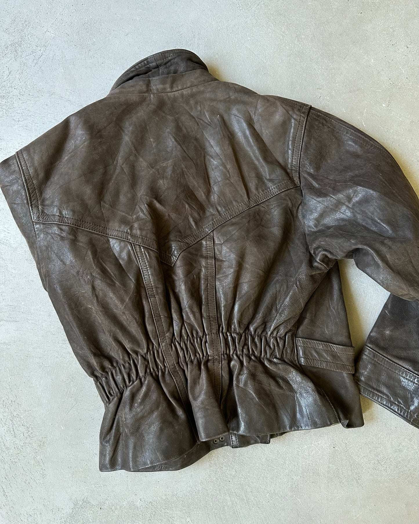 1990s - Dark Brown Fireman Leather Jacket - (W)S