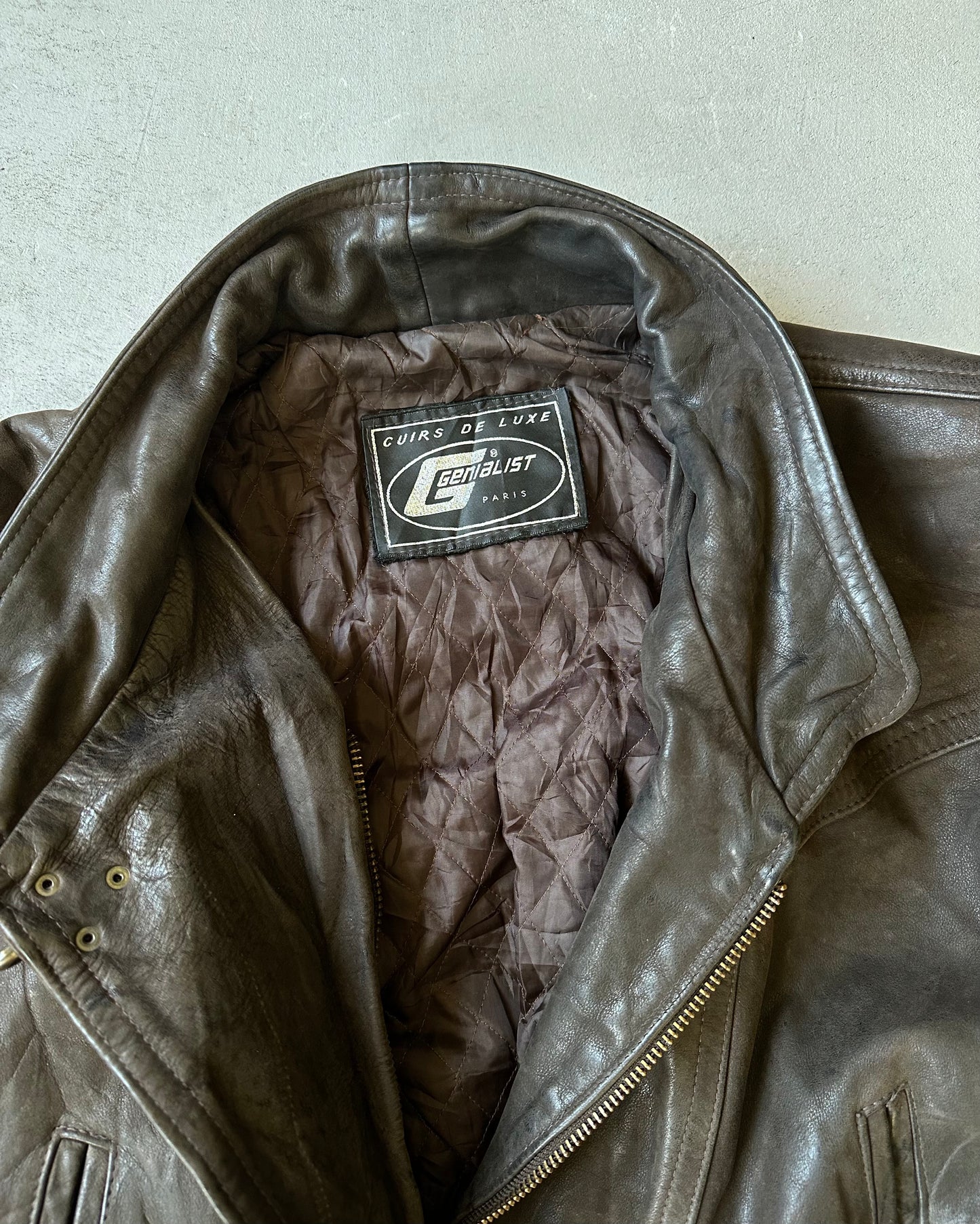 1990s - Dark Brown Fireman Leather Jacket - (W)S