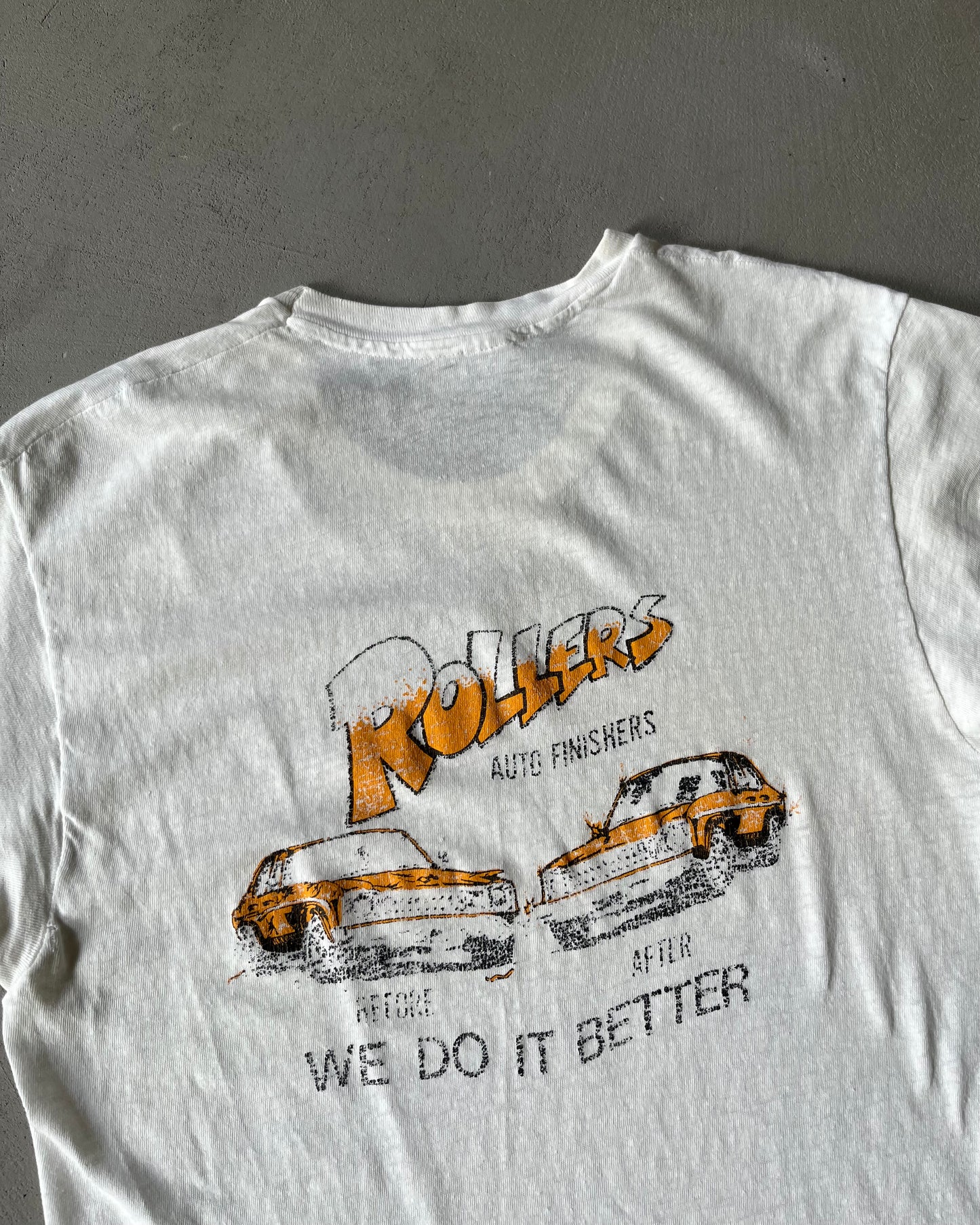 1970s - Distressed White Rollers T-Shirt - M