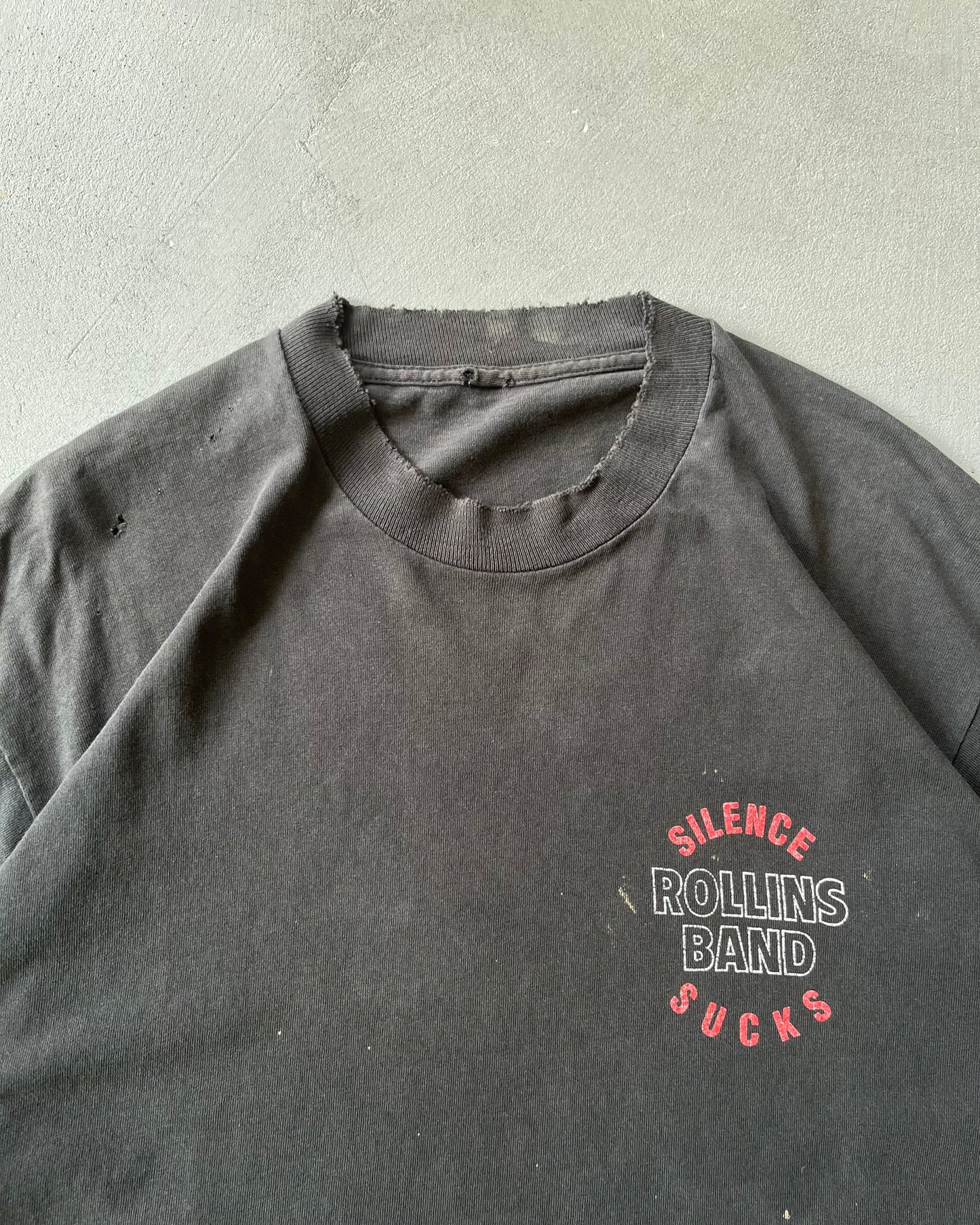 1990s - Distressed Black Rollins Band T-Shirt - XL