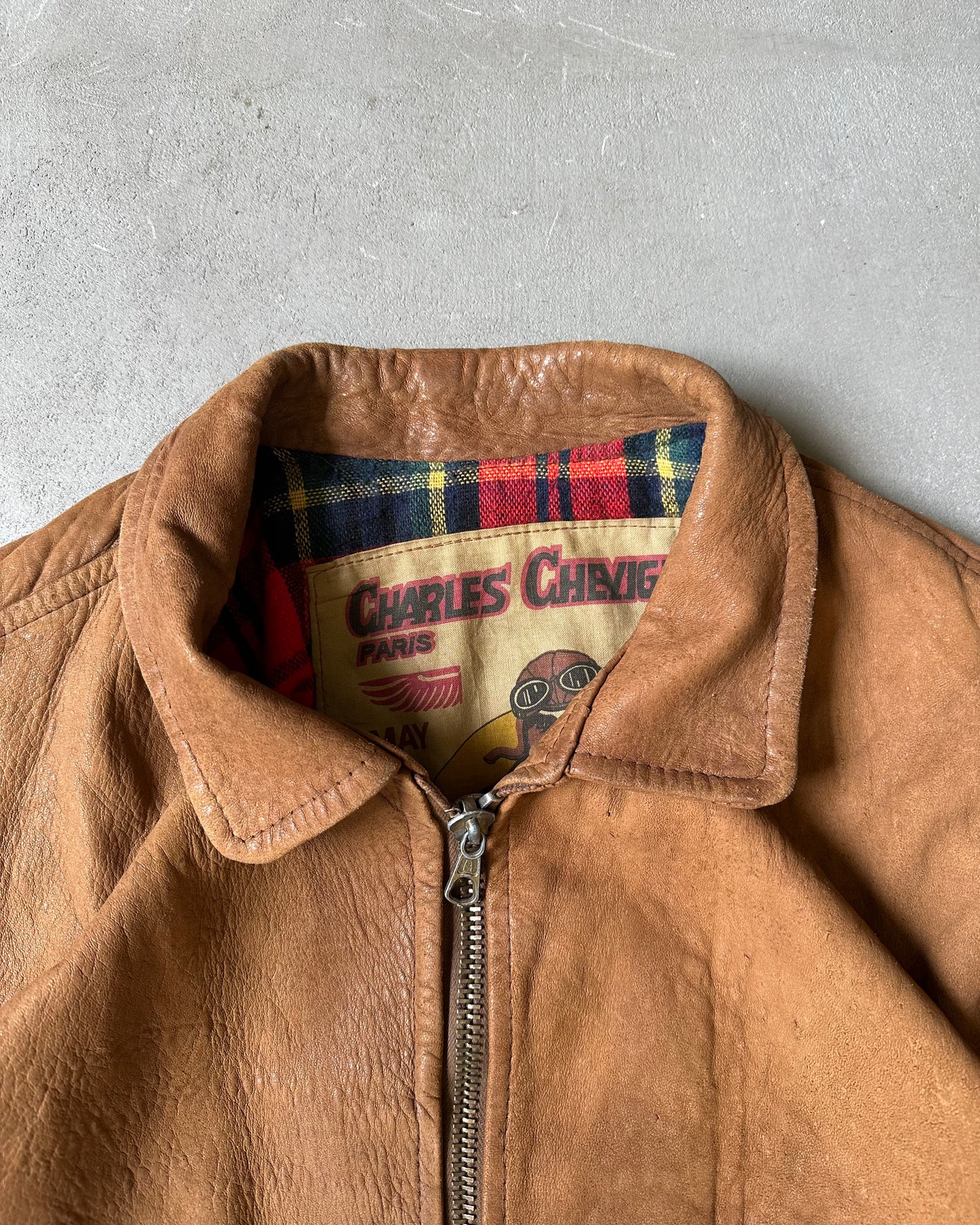 1980s - Distressed Brown Chevignon Aviator Leather Jacket - M