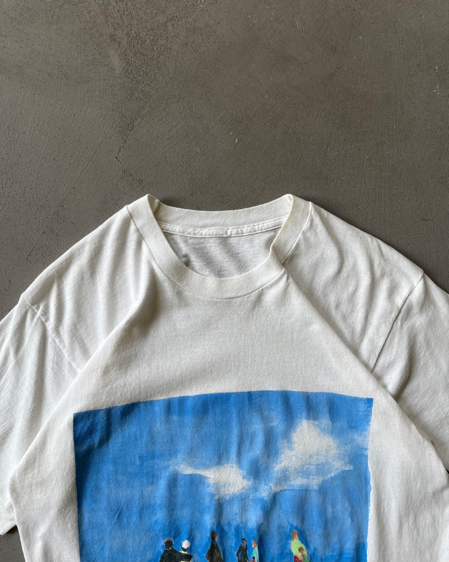 1990s - White Art Paint T-Shirt - S/M