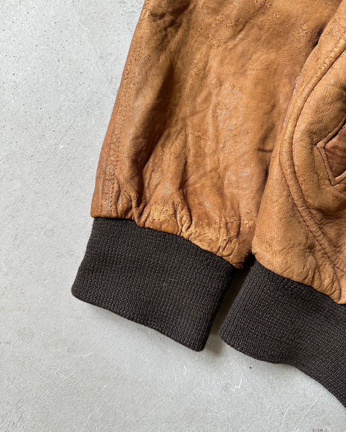 1980s - Distressed Brown Chevignon Aviator Leather Jacket - M