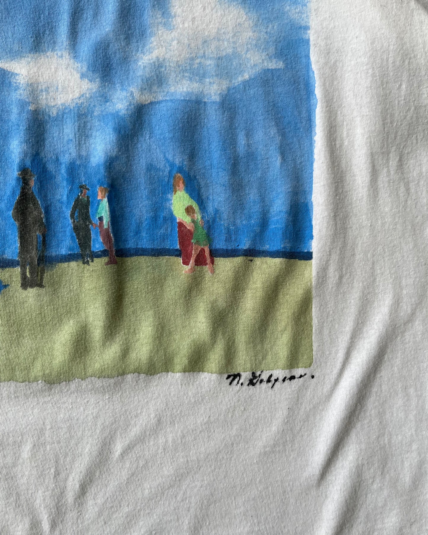 1990s - White Art Paint T-Shirt - S/M