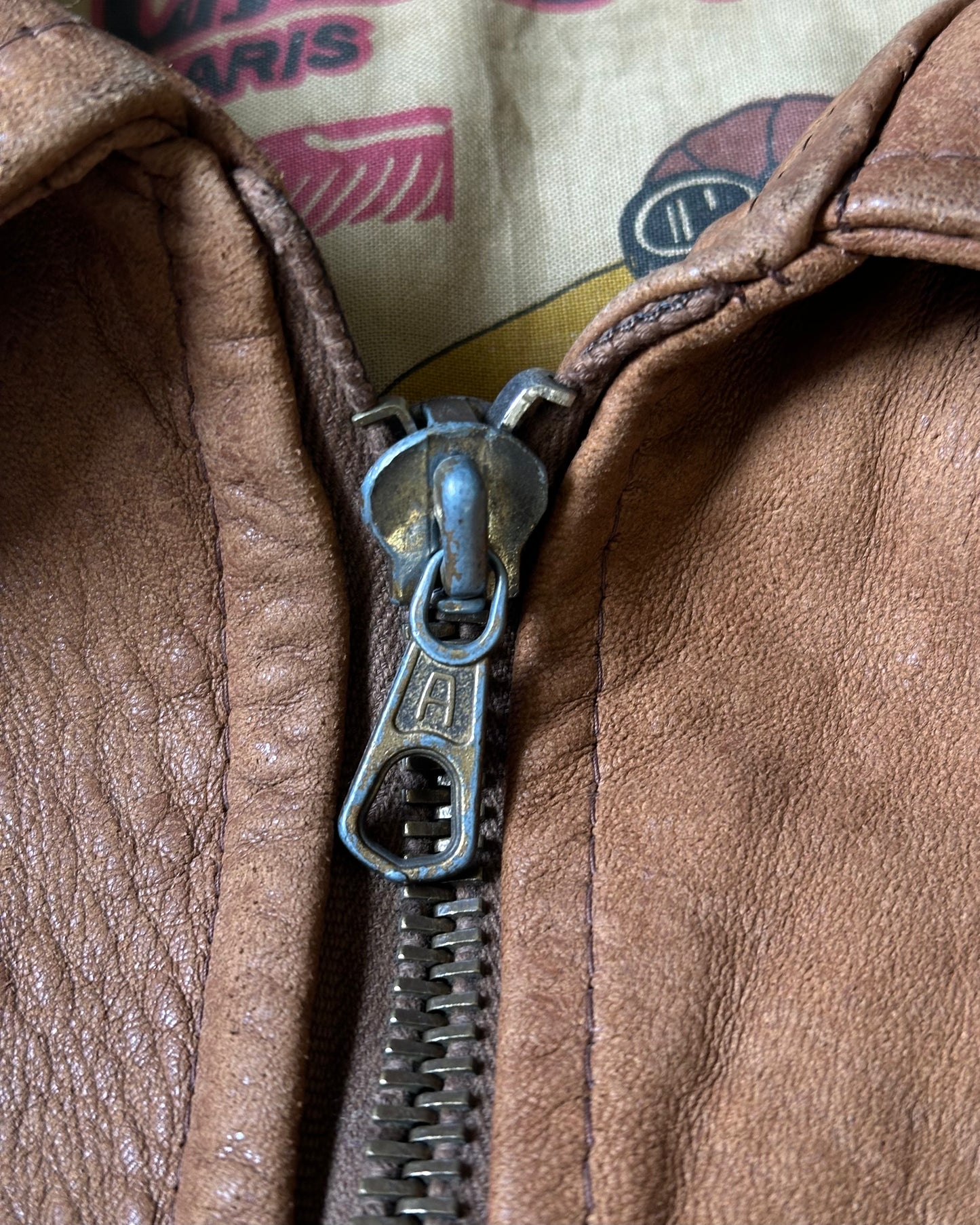 1980s - Distressed Brown Chevignon Aviator Leather Jacket - M