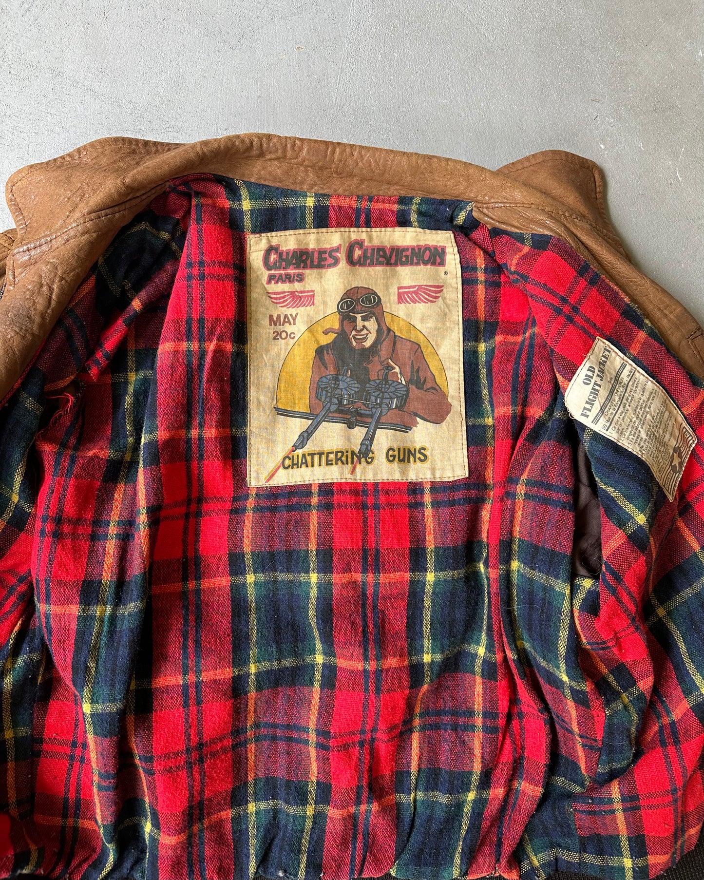 1980s - Distressed Brown Chevignon Aviator Leather Jacket - M