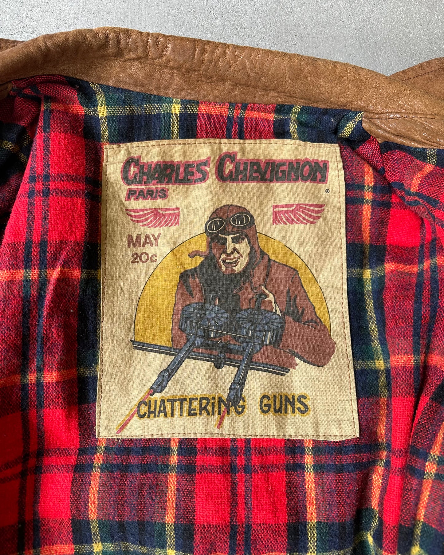 1980s - Distressed Brown Chevignon Aviator Leather Jacket - M