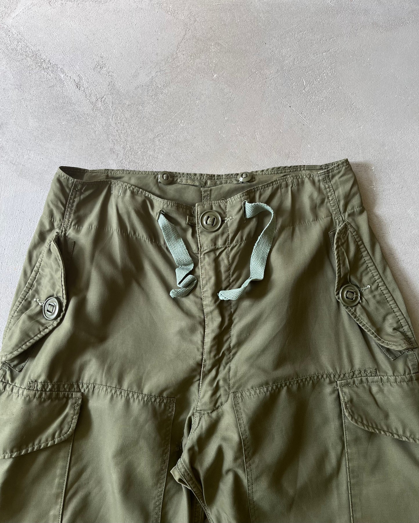 1970s - Distressed Green Military Parachute Pants - S(Short)