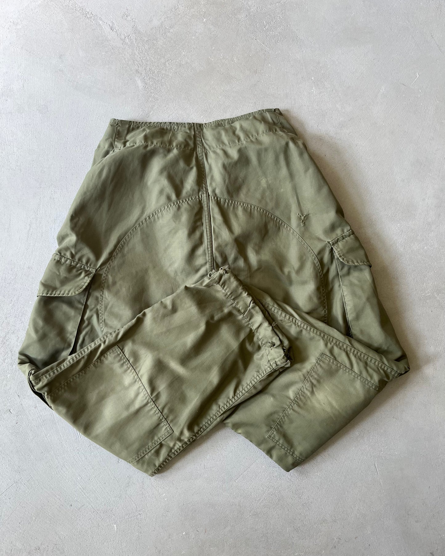 1970s - Distressed Green Military Parachute Pants - S(Short)