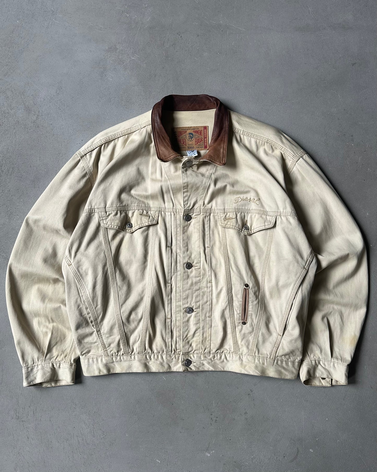 1990s - Beige Diesel Trucker Jacket - XL