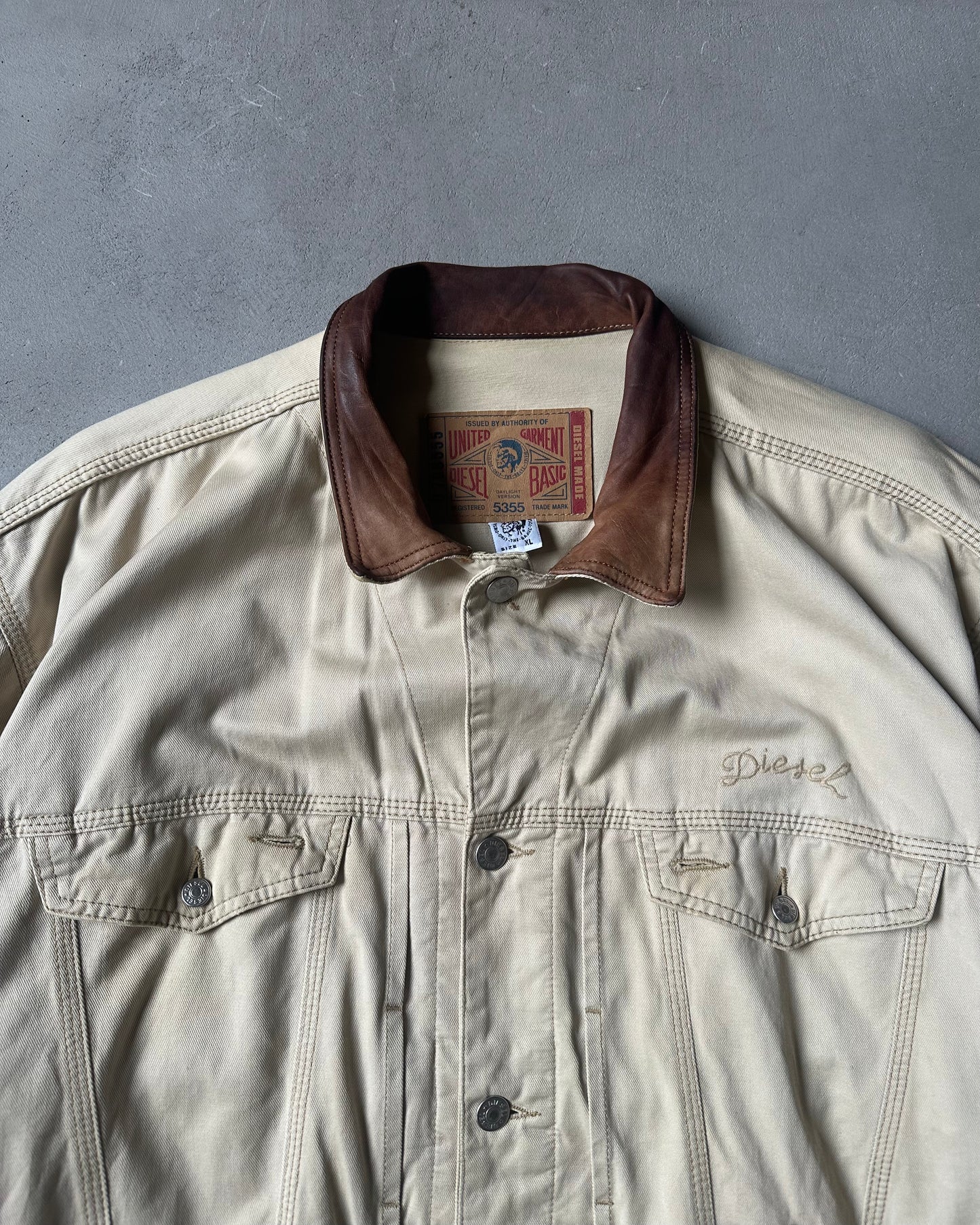 1990s - Beige Diesel Trucker Jacket - XL