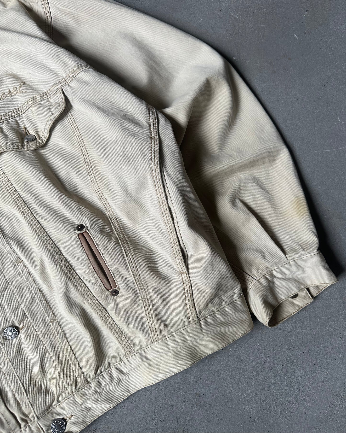 1990s - Beige Diesel Trucker Jacket - XL