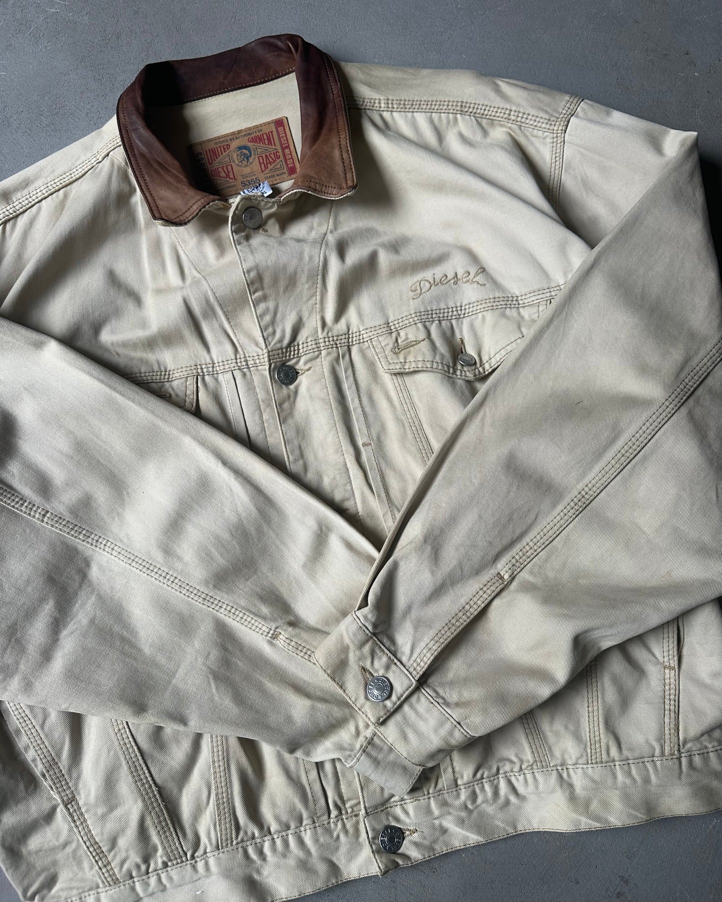 1990s - Beige Diesel Trucker Jacket - XL
