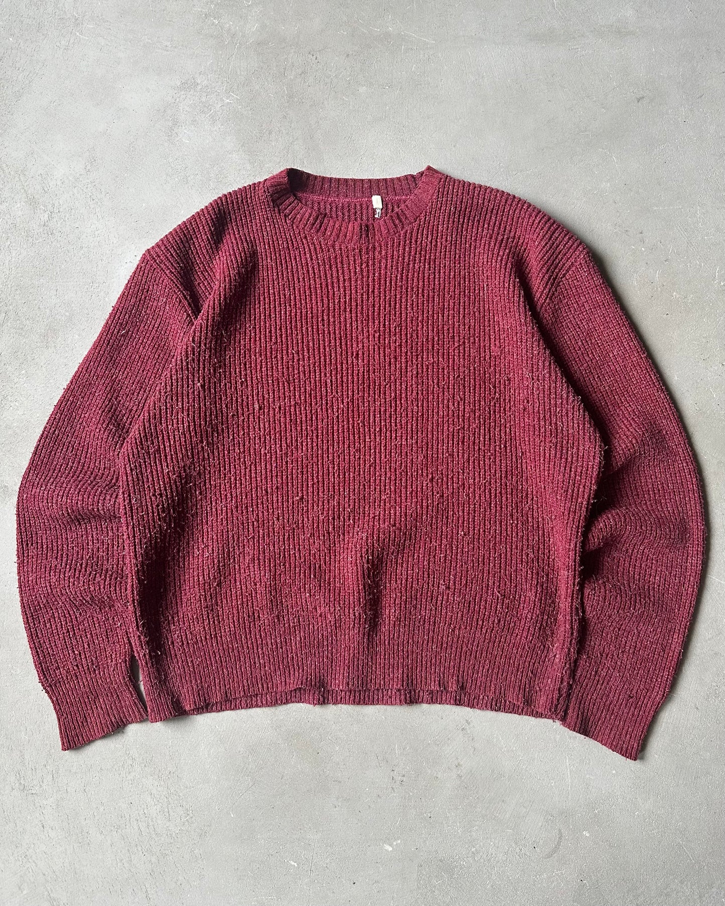1980s - Burgundy Ribbed Sweater - XL