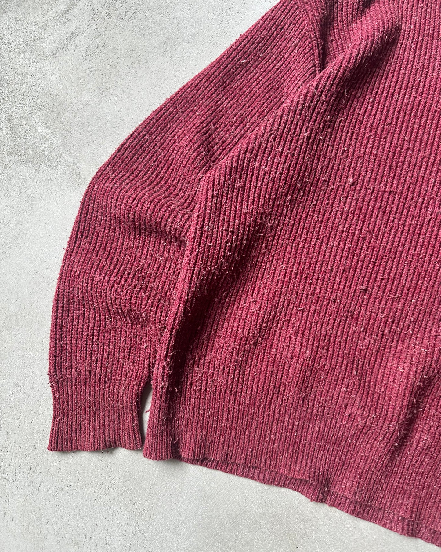 1980s - Burgundy Ribbed Sweater - XL