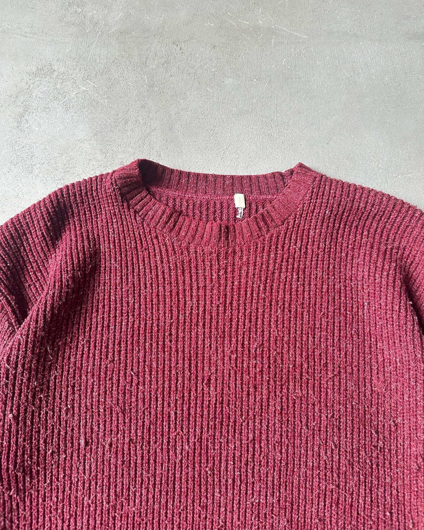 1980s - Burgundy Ribbed Sweater - XL