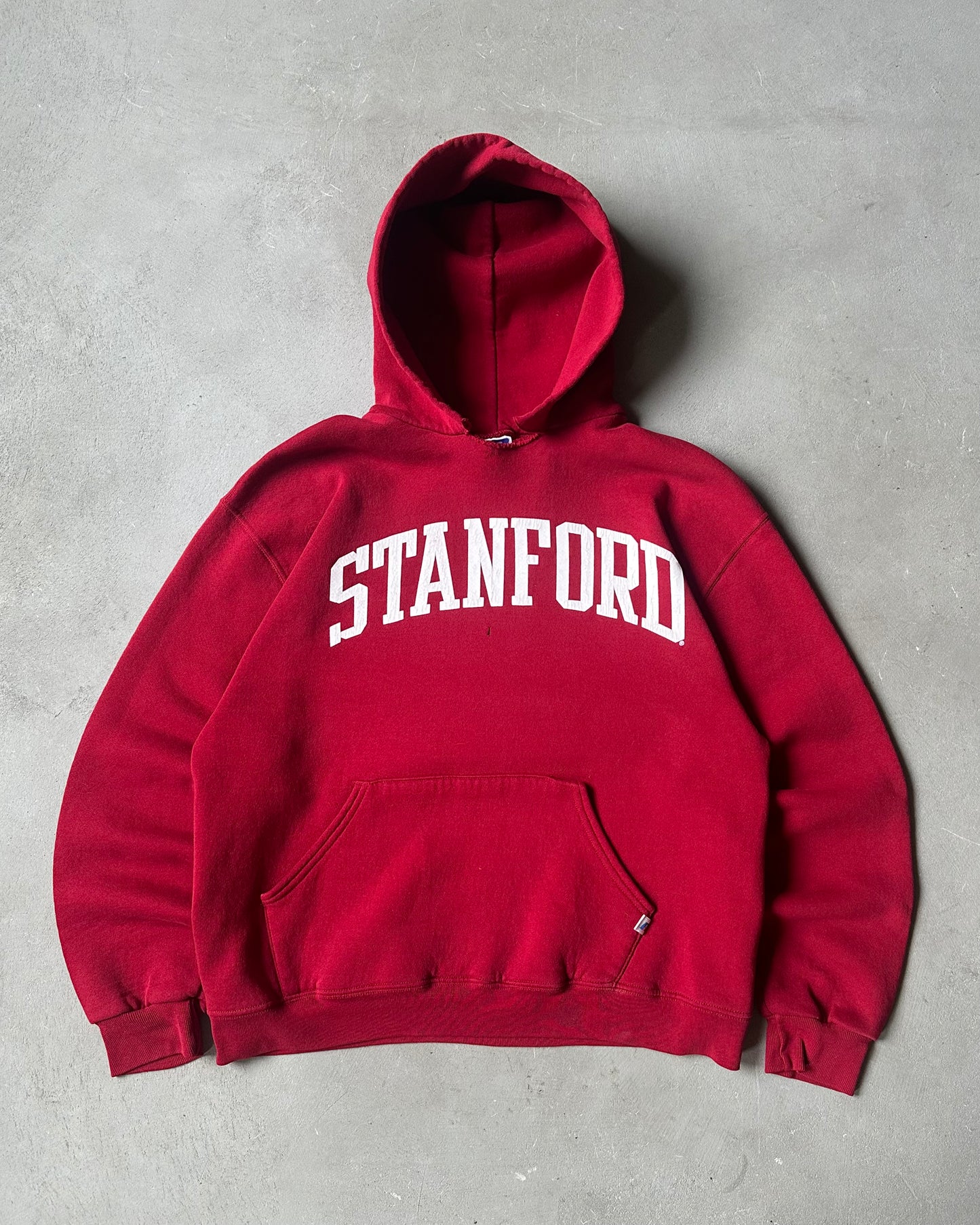 2000s - Distressed Red Stanford Russell Hoodie - M
