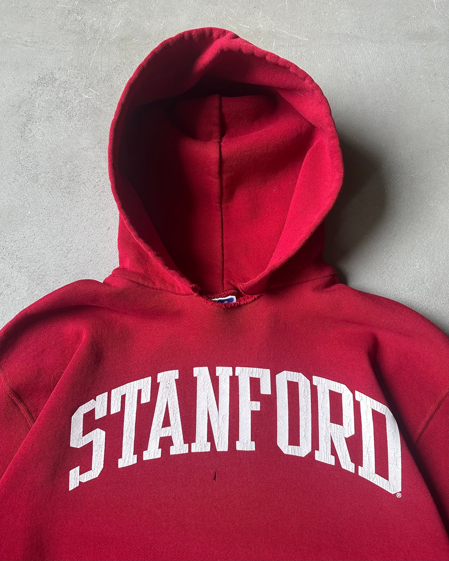 2000s - Distressed Red Stanford Russell Hoodie - M