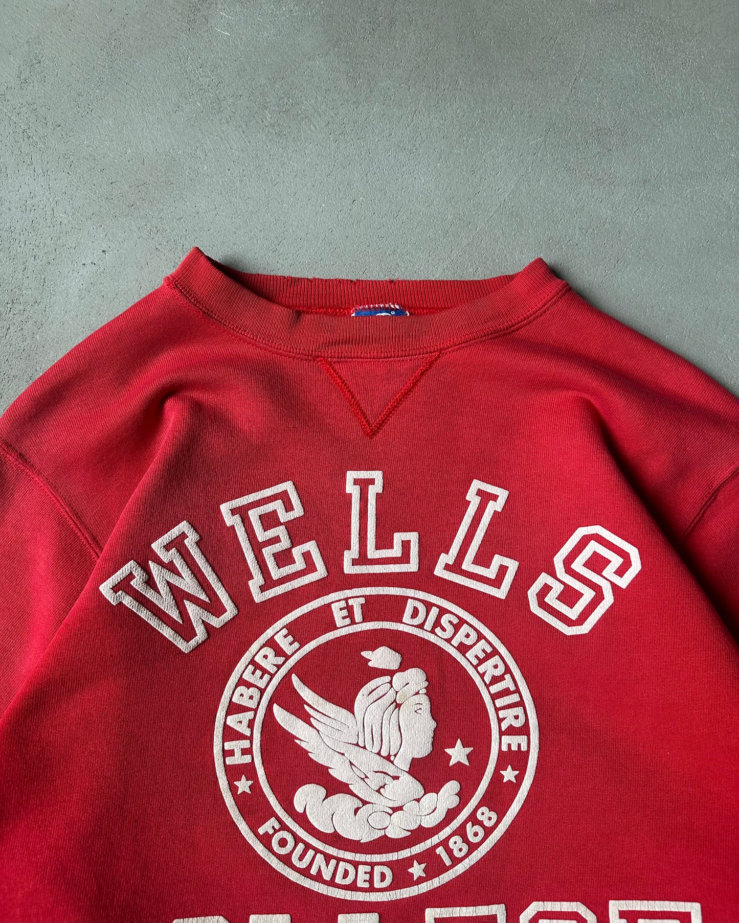 1990s - Faded Red WELLS Champion Crewneck - M