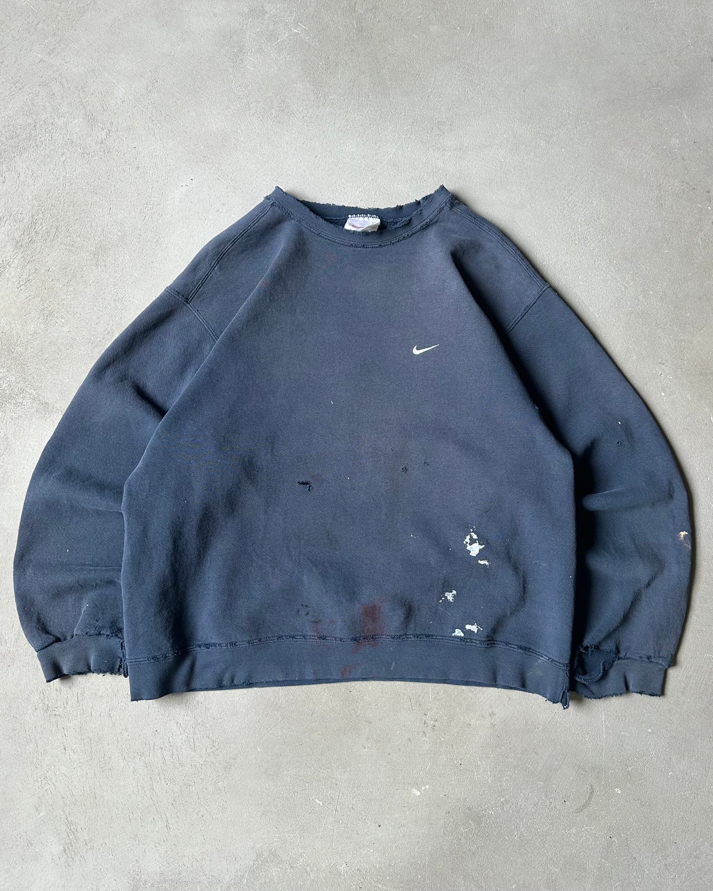 1990s - Distressed Navy Nike Crewneck - M