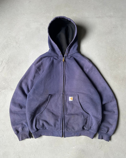 2000s - Distressed Navy Carhartt Zip Up Hoodie - M
