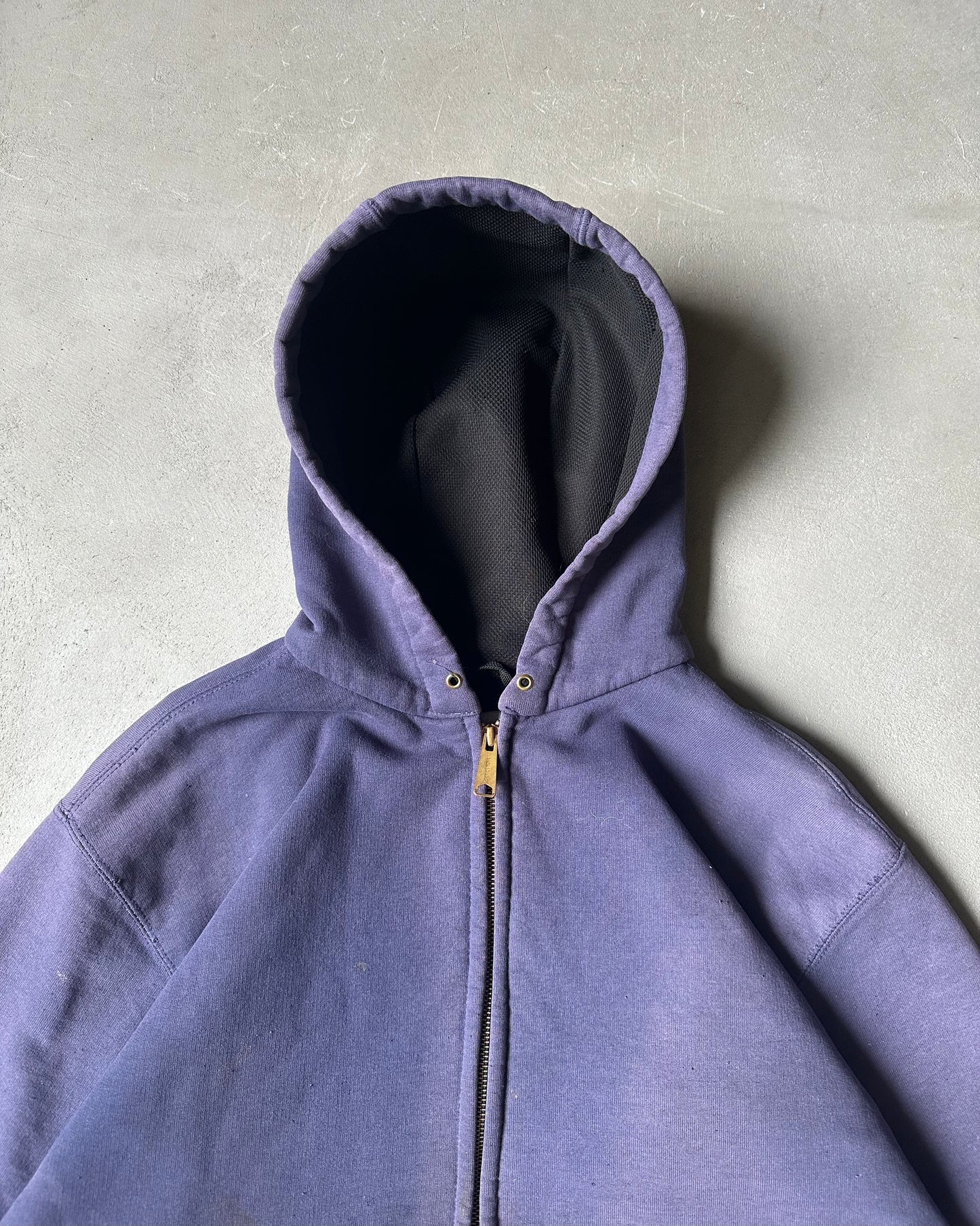 2000s - Distressed Navy Carhartt Zip Up Hoodie - M