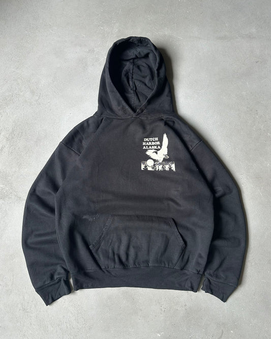 1970s - Black Dutch Harbor Thermal Hoodie - M