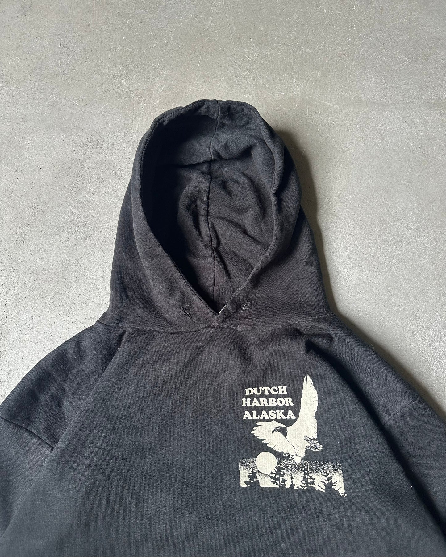 1970s - Black Dutch Harbor Thermal Hoodie - M
