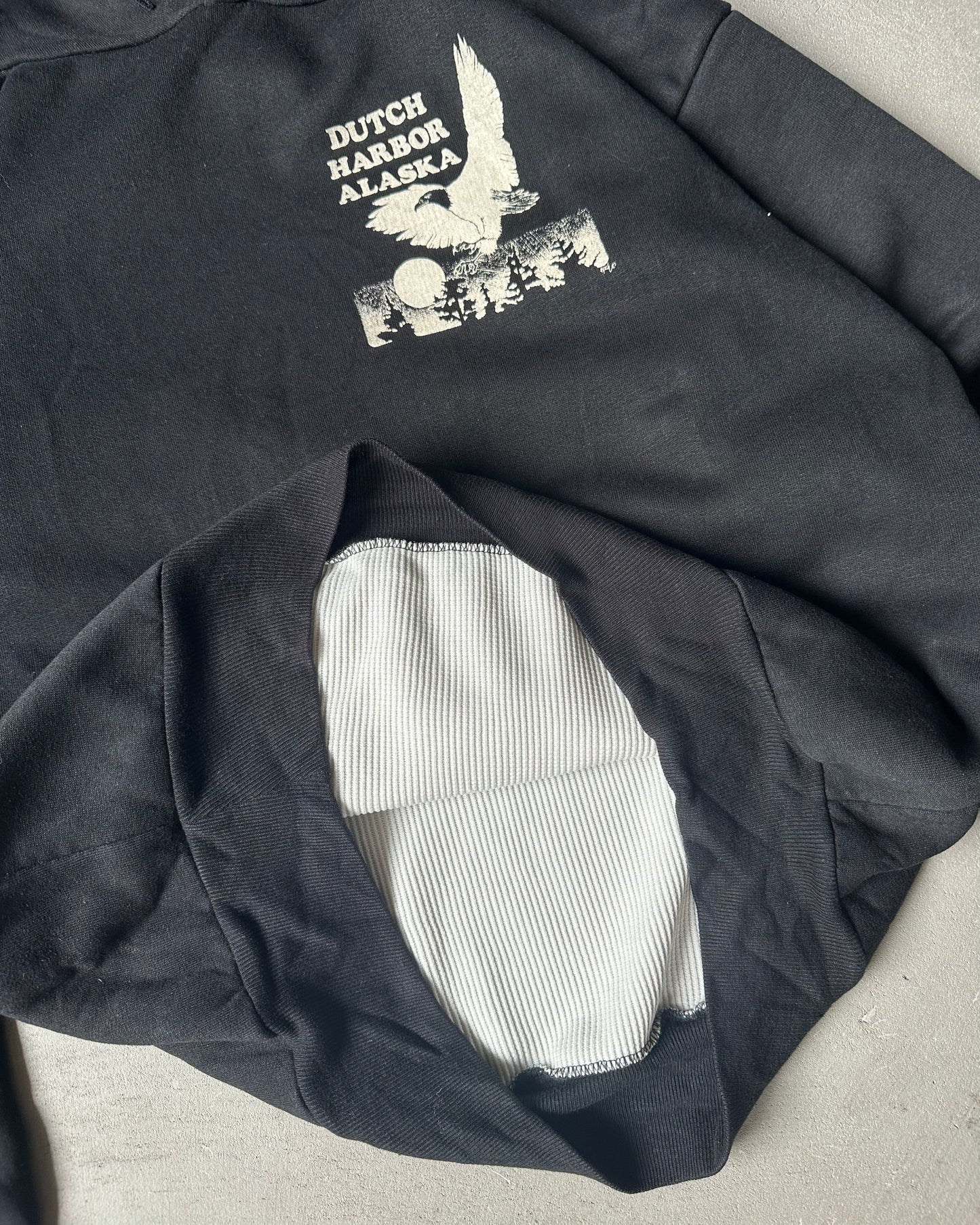 1970s - Black Dutch Harbor Thermal Hoodie - M