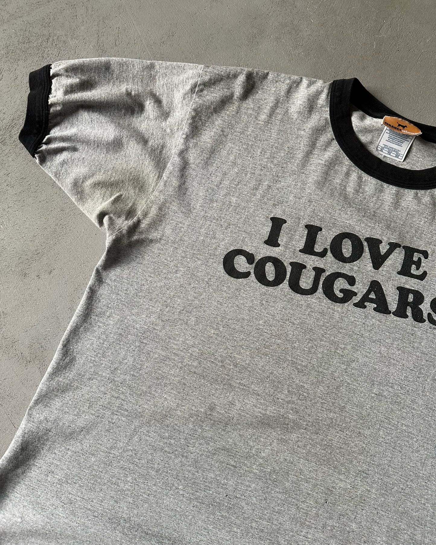 2000s - Grey "I Love Cougars" Ringer T-Shirt - XL