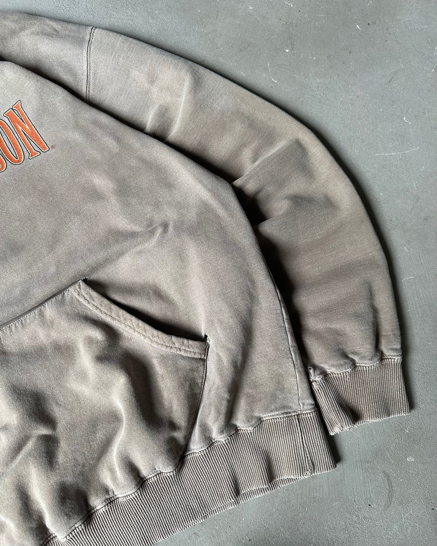 1990s - Distressed Tan Harley Davidson Hoodie - XL