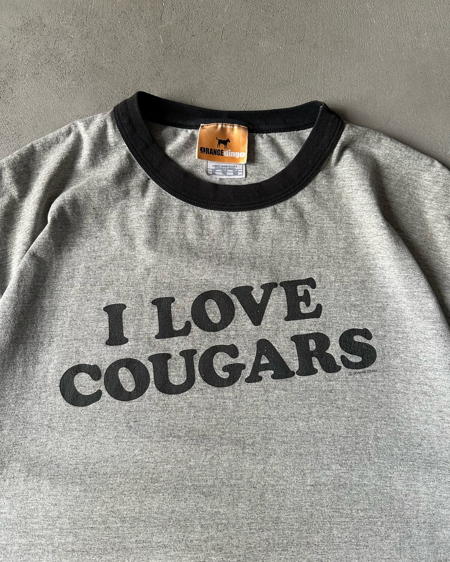 2000s - Grey "I Love Cougars" Ringer T-Shirt - XL