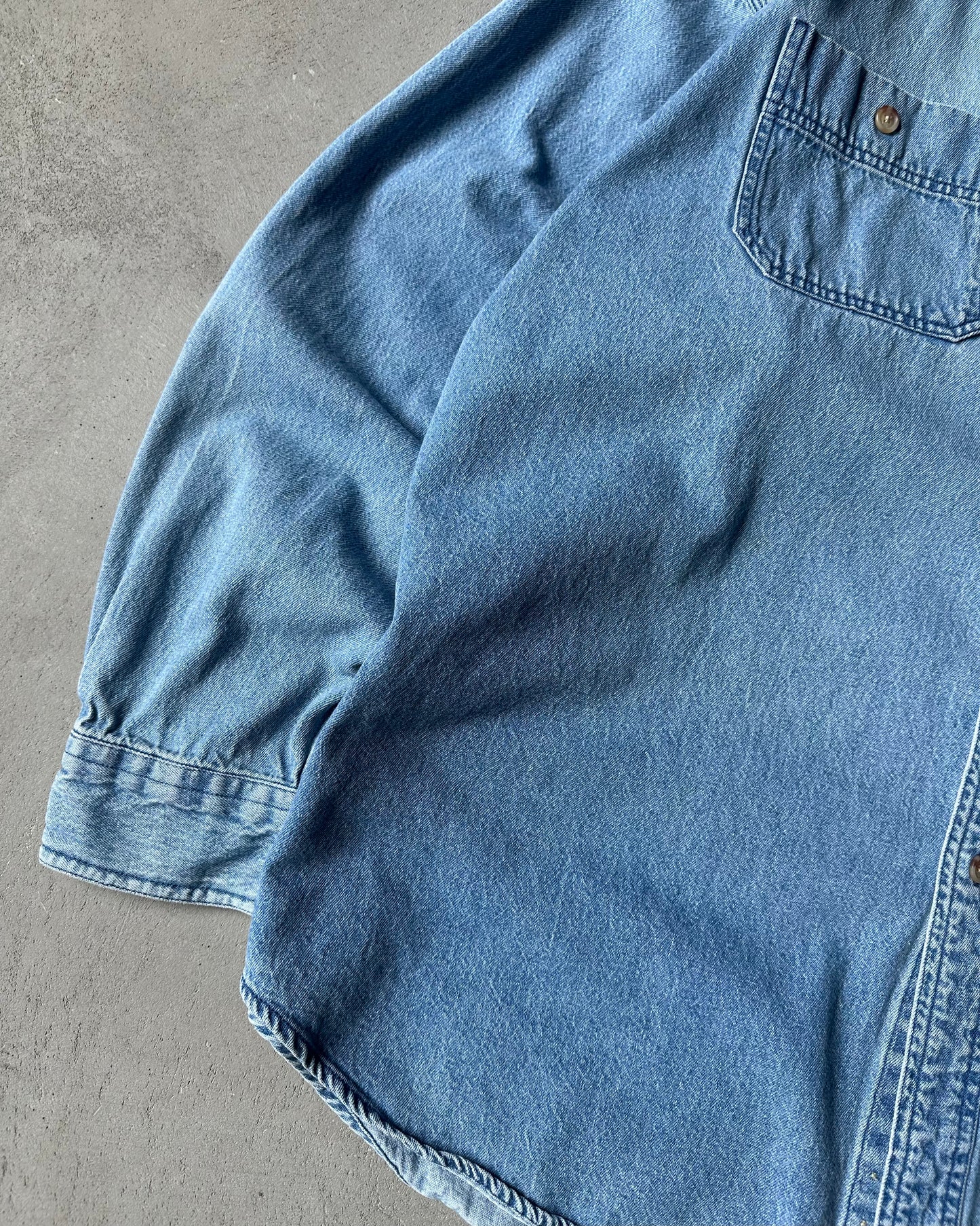 1990s - Blue Orvis Denim Shirt - XL