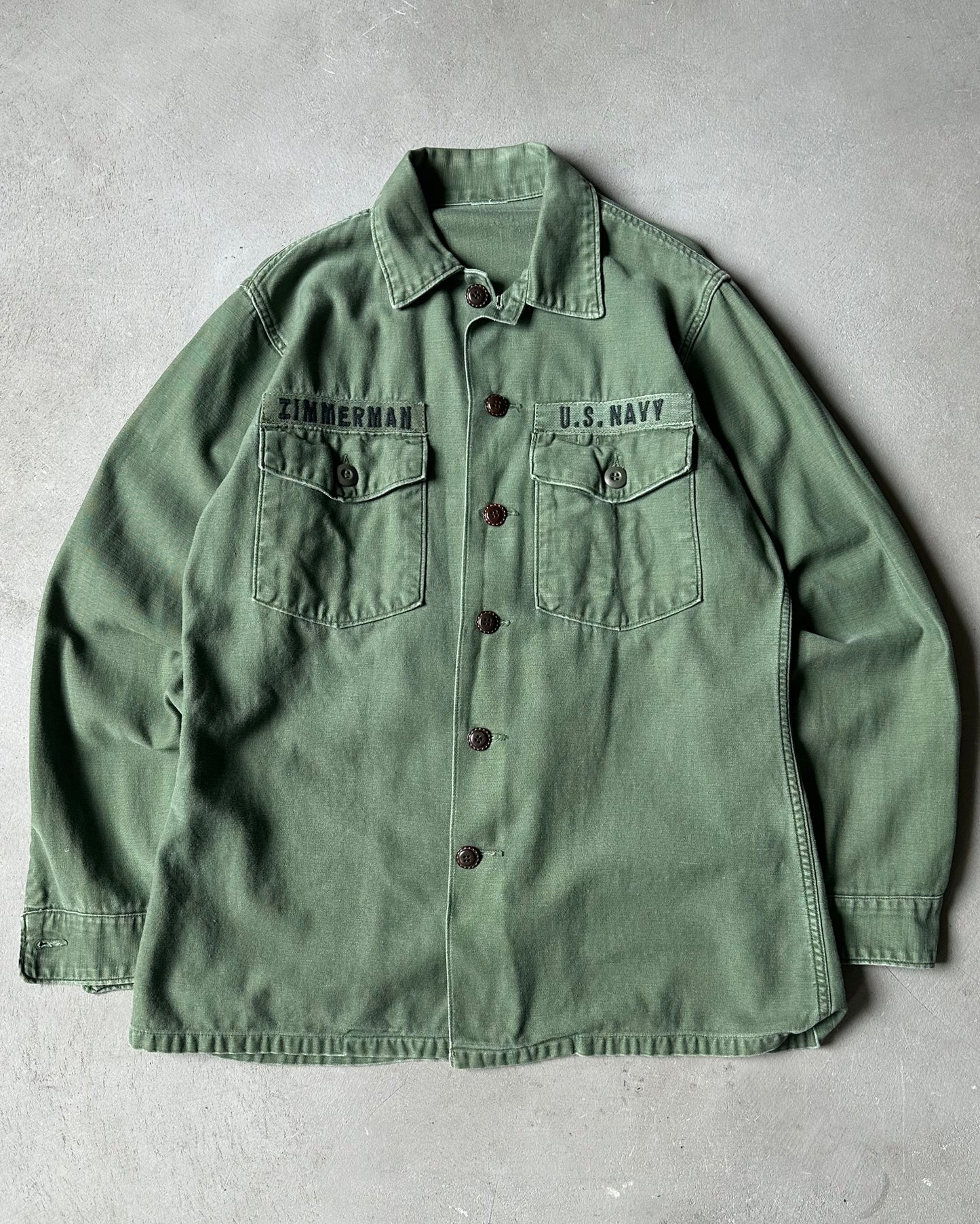 1970s - Green OG-107 Military Shirt - M