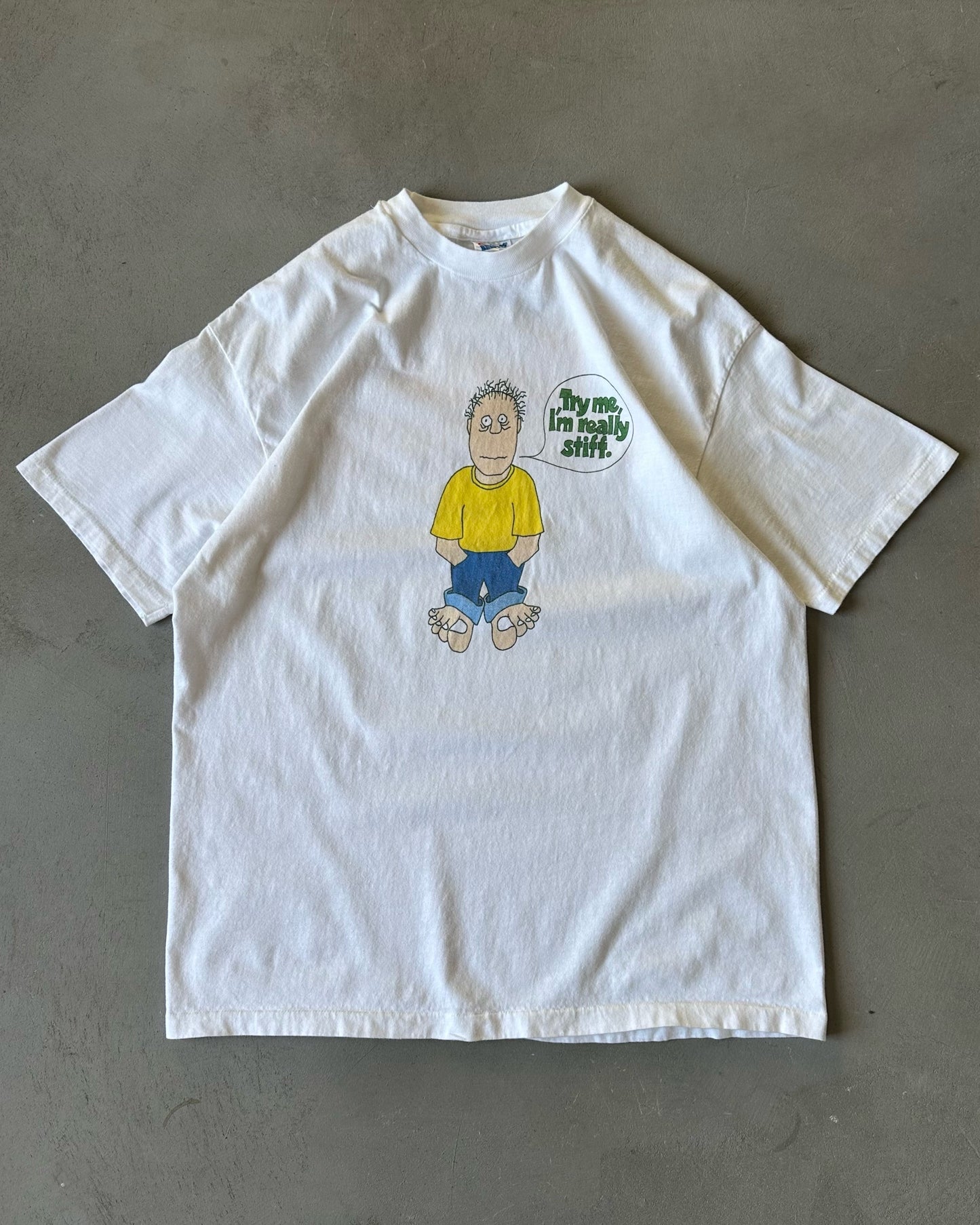 1990s - White "Stiff" T-Shirt - XL