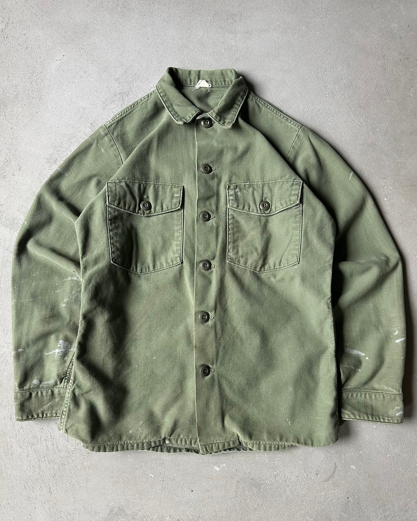 1970s - Green OG-107 Military Shirt - S
