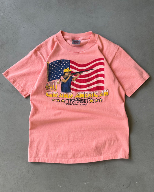 Années 90 - T-shirt rose de tir aux pigeons d'argile - S