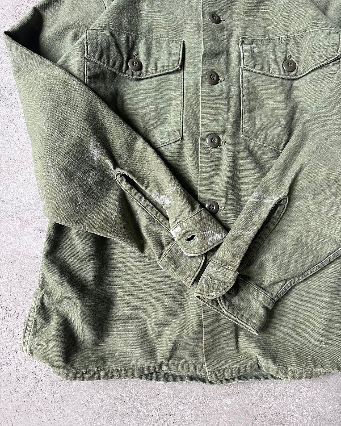 1970s - Green OG-107 Military Shirt - S