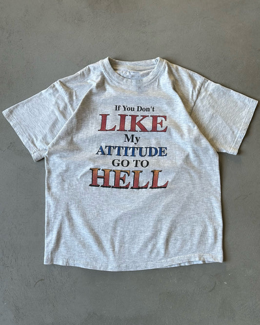 1990s - Grey "Attitude" T-Shirt - M/L