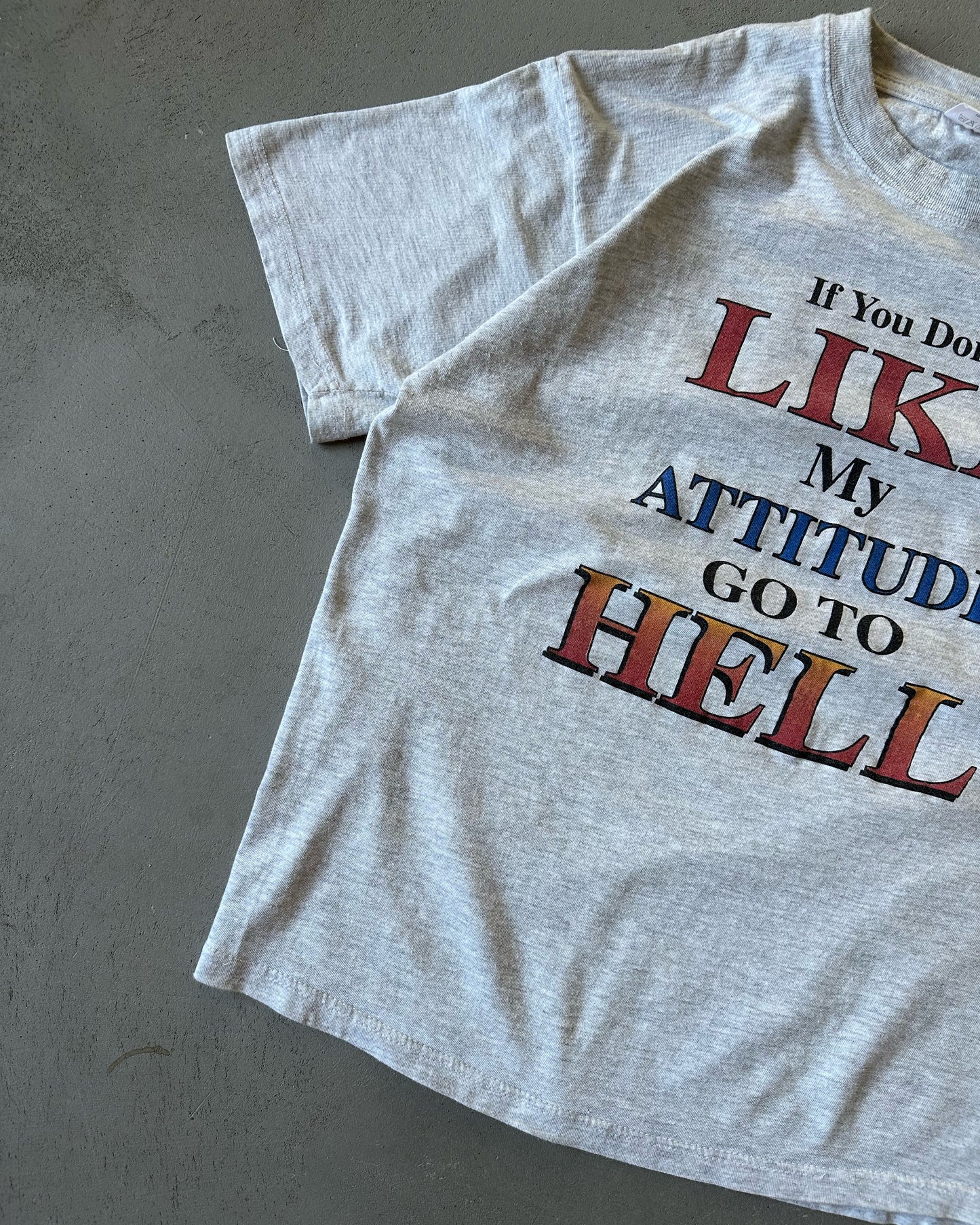 1990s - Grey "Attitude" T-Shirt - M/L