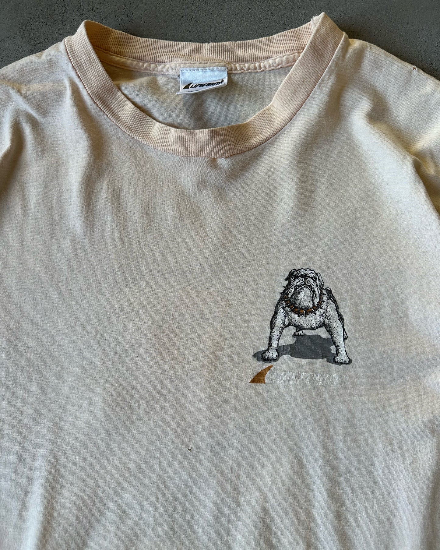 1990s - Distressed Peach "No Bark All Bite" T-Shirt - XL