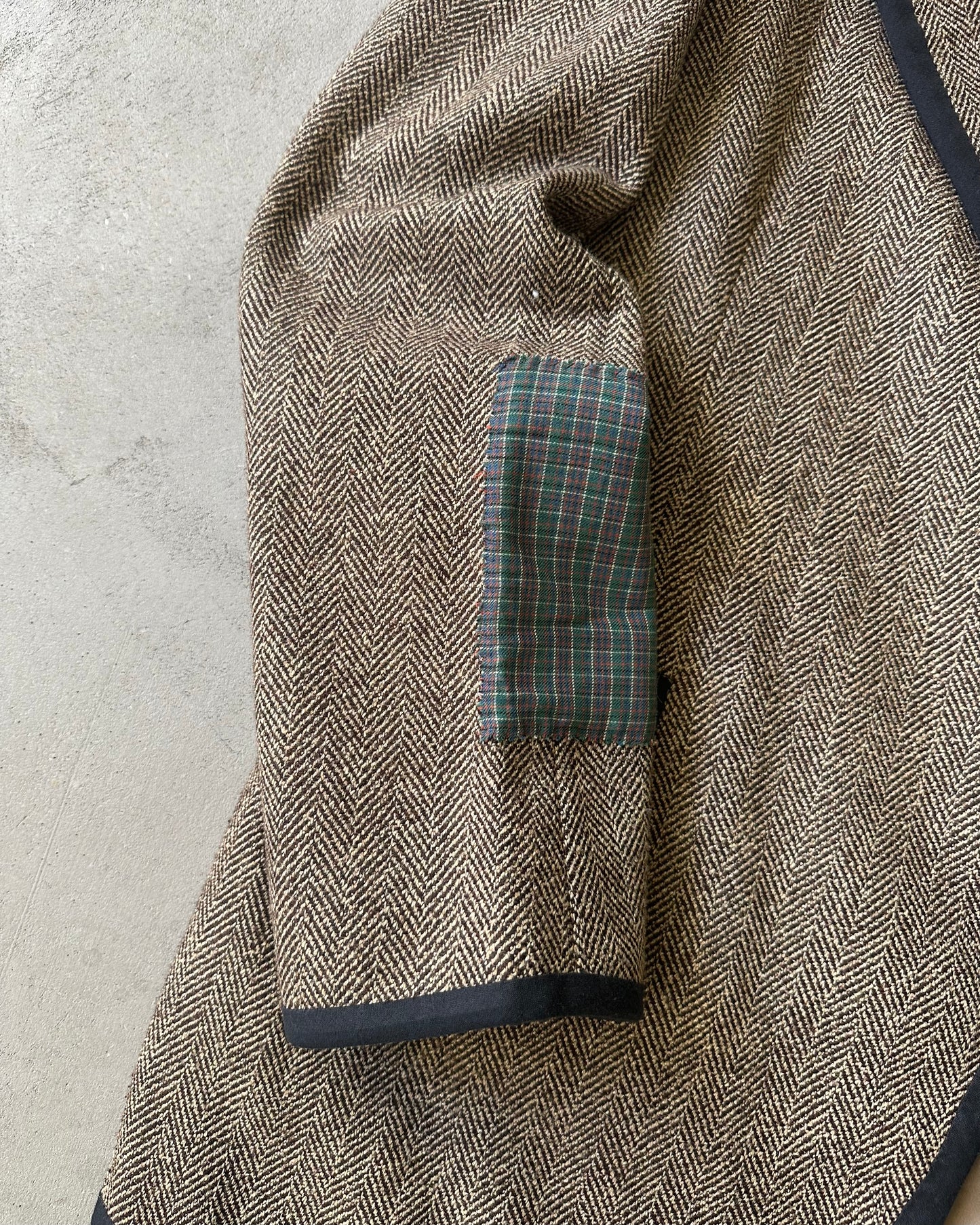 1970s - Brown/Navy Patchwork Tweed Blazer - 46