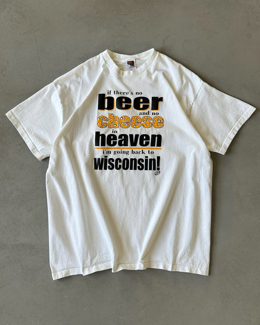 1990s - White "Beer & Cheese" T-Shirt - XL