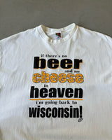 1990s - White "Beer & Cheese" T-Shirt - XL