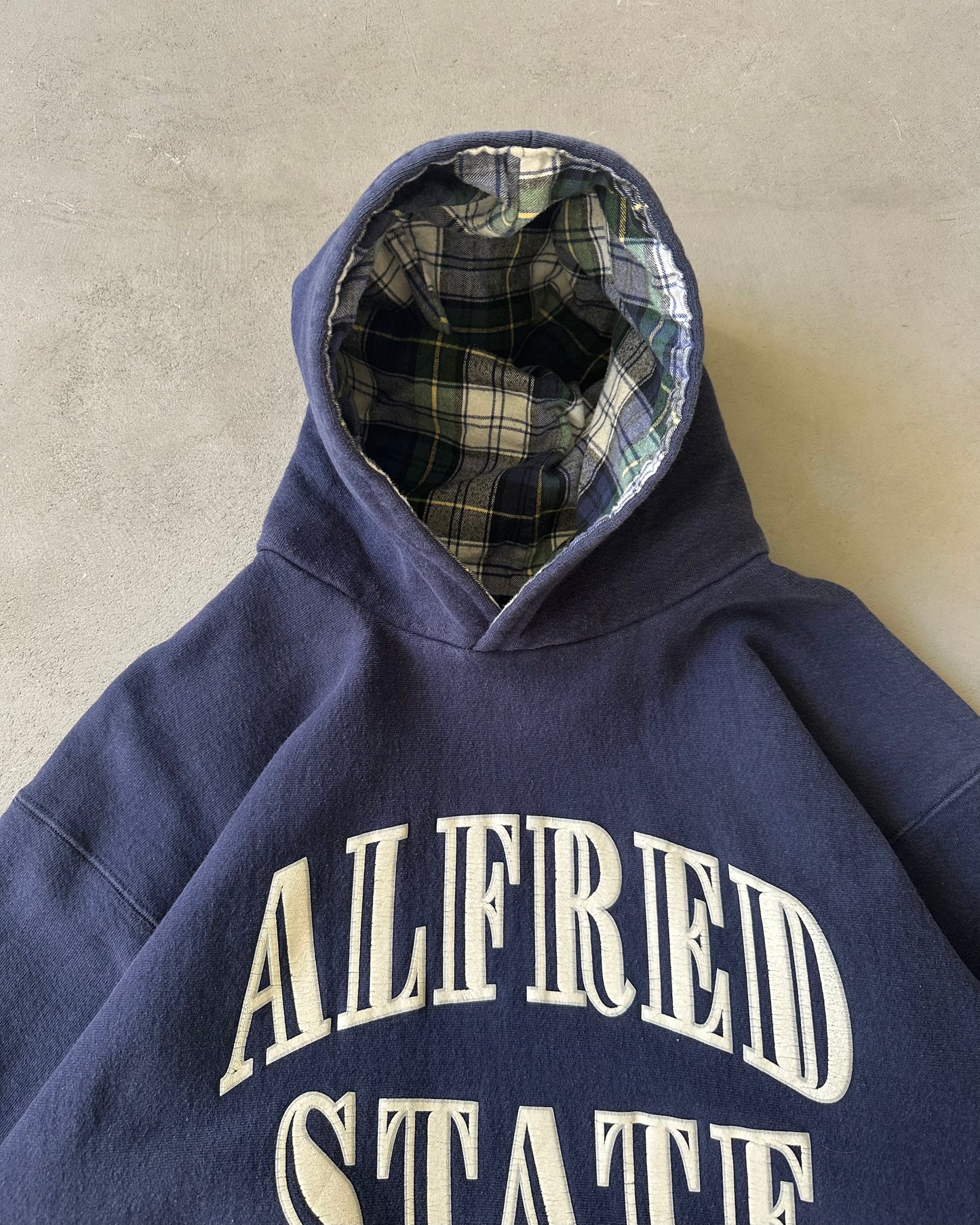 1990s - Navy Alfred State Heavyweight Hoodie - L
