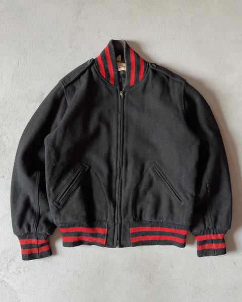 1960s - Black/Red Butwin Varsity Jacket - S/M
