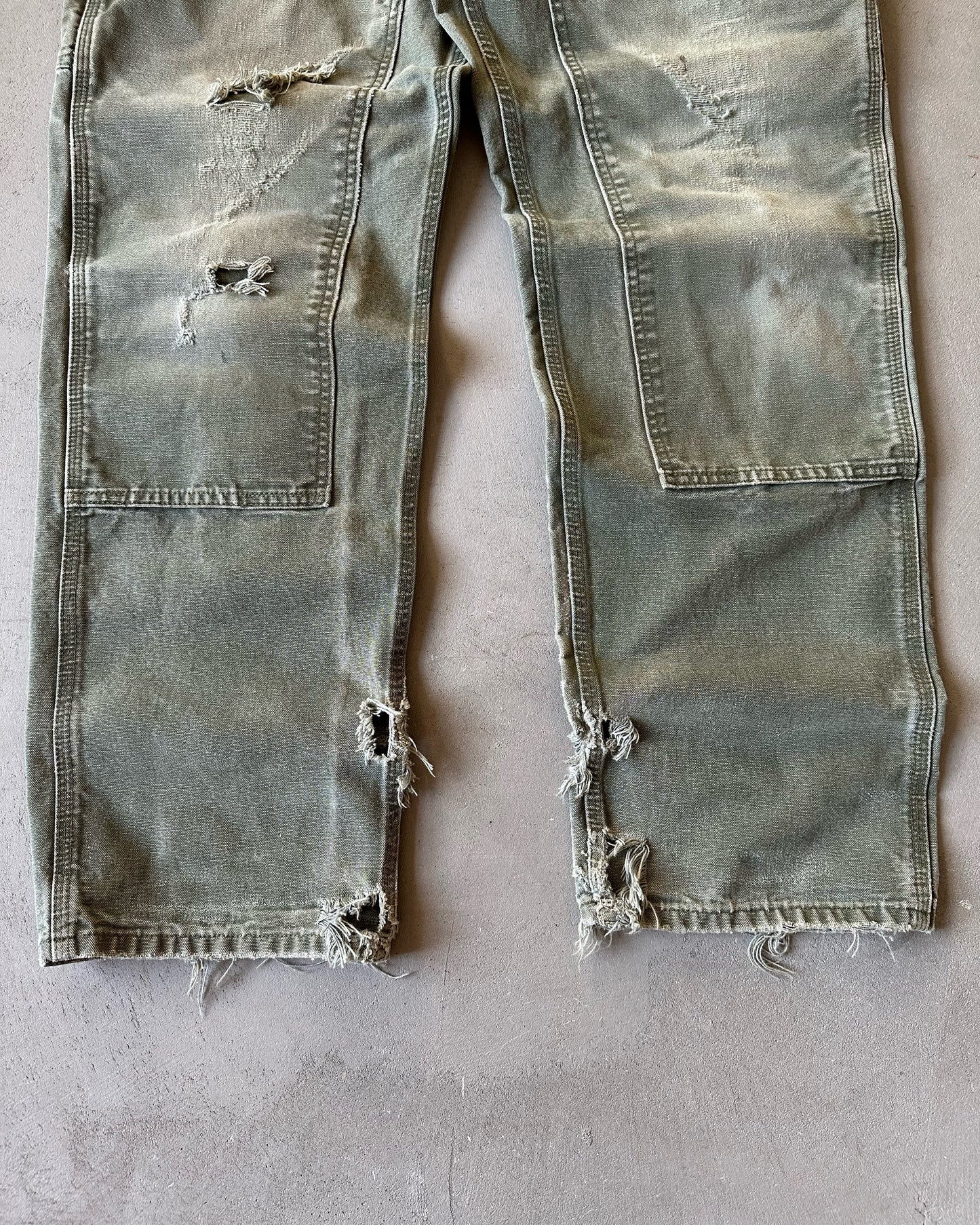 2000s - Distressed Green Carhartt Double Knees - 34x31