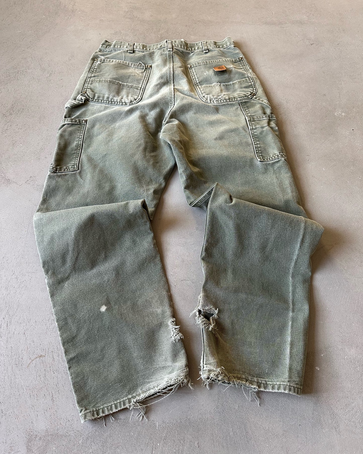 2000s - Distressed Green Carhartt Double Knees - 34x31