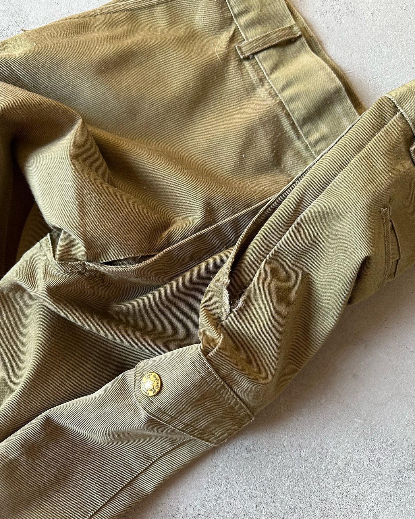 1980s - Distressed Green Boy Scouts Cargos - 34x28